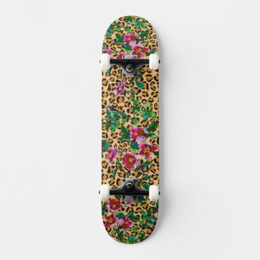 SKATEBOARD ROSE VINTAGE - EMPREINTE DE LÉOPARD (Recto)