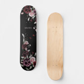 Skateboard Roses Aquarelle Fond Noir (Recto)