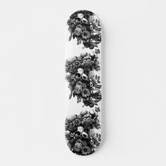 Skateboard Roses et mites - noir (Devant)
