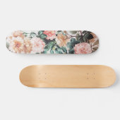 Skateboard Roses jaunes roses verts vintages d'aquarelle (Horz)