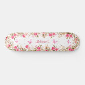 Skateboard Roses roses et papillons roses (Horz)