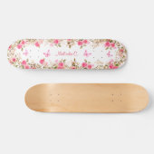 Skateboard Roses roses et papillons roses (Horz)