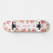 Skateboard Roses roses et papillons roses (Horz)