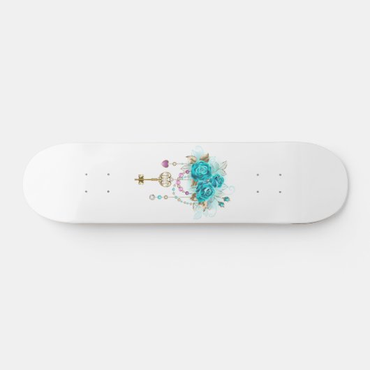 Skateboard Roses turquoise avec touches (Horz)