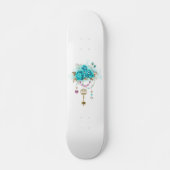 Skateboard Roses turquoise avec touches (Devant)