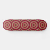 Skateboard Rosettes Mandala Rouge Or Jaune (Horz)