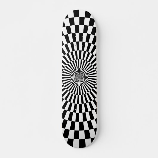 Skateboard Roue Op Art - Noir et Blanc (Devant)