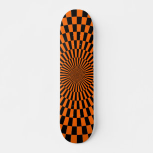 Skateboard Roue Op Art - orange et noir