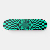 Skateboard Roue Op Art - Turquoise et Noir (Horz)