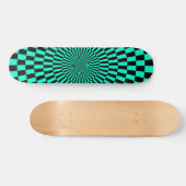 Skateboard Roue Op Art - Turquoise et Noir (Horz)