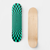 Skateboard Roue Op Art - Turquoise et Noir (Recto)