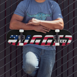 Skateboard rouge blanc rouge RUGGED GEEK US Drapeau