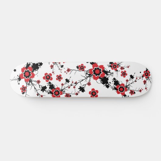 Skateboard Rouge cerise en fleurs Sakura Design (Horz)