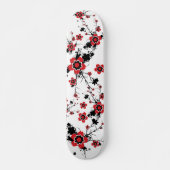 Skateboard Rouge cerise en fleurs Sakura Design (Devant)