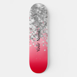 Skateboard Rouge et fausse parties scintillant