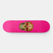 Skateboard Rouge Eyed Sugar Skull Zombie Hot Pink Skboard (Horz)