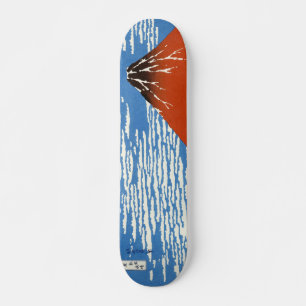 Skateboard Rouge Fuji sud vent clair matin Hokusai ukiyo