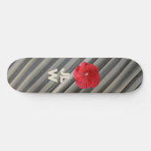 Skateboard Rouge Hibiscus Moderne Smokey Gris Gris (Horz)