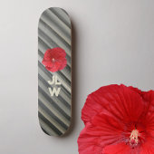 Skateboard Rouge Hibiscus Moderne Smokey Gris Gris