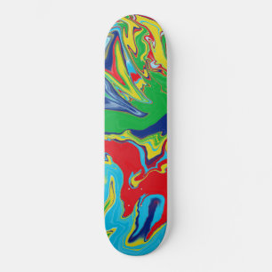 Skateboard Rouge jaune bleu vert moderne Turquoise Abstrait
