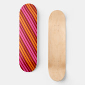 Skateboard Rouge Orange Rose Design à rayures verticales   (Recto)