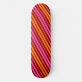 Skateboard Rouge Orange Rose Design à rayures verticales   (Recto)