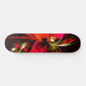 Skateboard Rouge Vert Floral Moderne Art Abstrait Motif #02 (Horz)