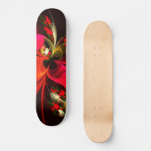Skateboard Rouge Vert Floral Moderne Art Abstrait Motif #02 (Recto)