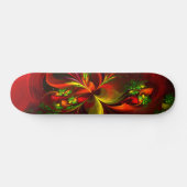 Skateboard Rouge vert moderne Floral Abstrait Art Motif #05 (Horz)
