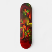 Skateboard Rouge vert moderne Floral Abstrait Art Motif #05 (Recto)