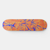 Skateboard Royal Blue And Citrus Orange Tropical Art Design (Horz)
