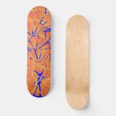 Skateboard Royal Blue And Citrus Orange Tropical Art Design (Recto)