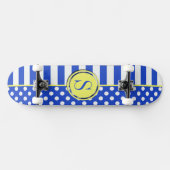 Skateboard Royal Blue Pois et stries-Monogram STaylor (Horz)
