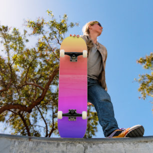 Skateboard Roze Geel Oranje Beach Sunset