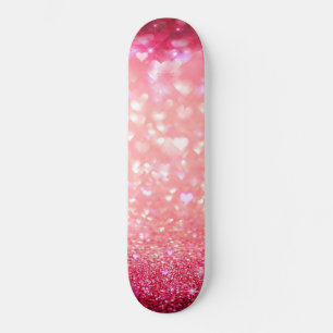 Skateboard - Roze Hartjes Glitter