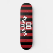 Skateboard Rugby noir et rouge Jersey Stripes Nom Numéro (Recto)