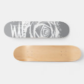 Skateboard Rugged Rose Graffiti Art – White Drip Rose on Grey (Horz)