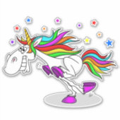 Skateboard RUNNING rainbow unicorn autocollant (Devant)