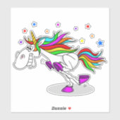 Skateboard RUNNING rainbow unicorn autocollant (Feuille)