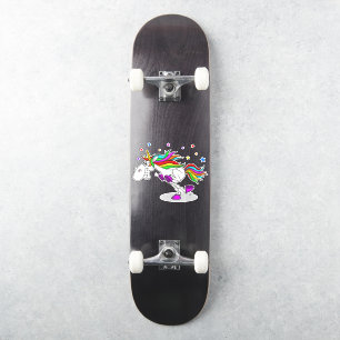 Skateboard RUNNING rainbow unicorn autocollant