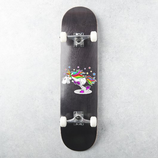 Skateboard RUNNING rainbow unicorn autocollant (Skateboard)