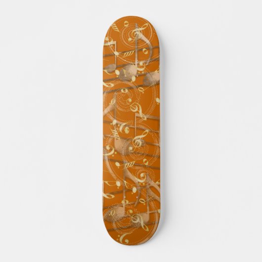 Skateboard Rust orange musique artistique notes skboard deck (Devant)