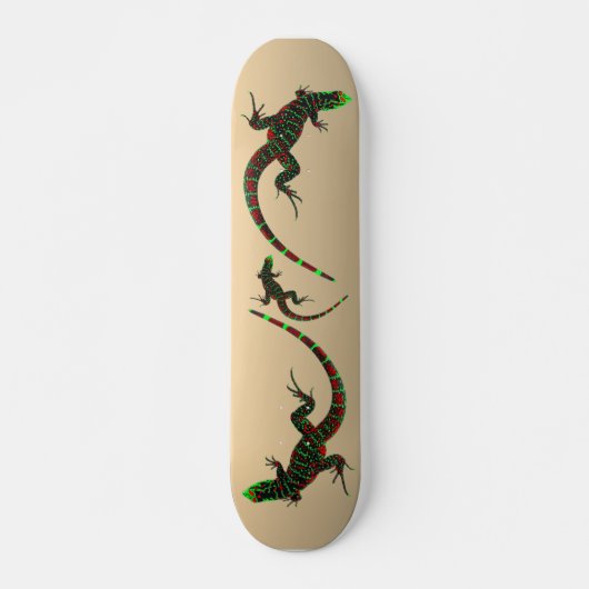 Skateboard Rustique Yin Yang Lizards (Devant)