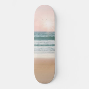 Skateboard Sable, ciel et mer.