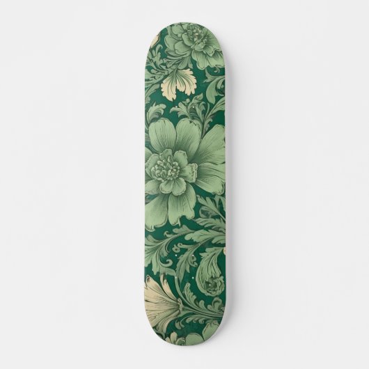 Skateboard Sage Vert Vintage motif floral (Devant)