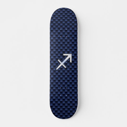 Skateboard Sagittarius Zodiac Sign on Blue Carbon Fibre Style (Devant)
