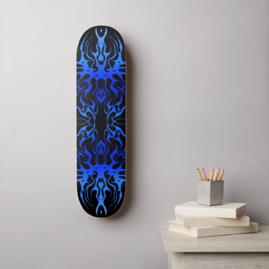 Skateboard Saint Valentin Bleu Coeur Tribal Tattoo (Art mural)
