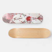 Skateboard Sakura de cerisier rouge et blanc (Horz)