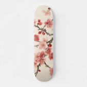 Skateboard Sakura en fleurs peinture traditionnelle (Devant)