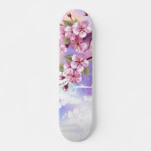 Skateboard Sakura rose sur la peinture Arrière - plan (Devant)